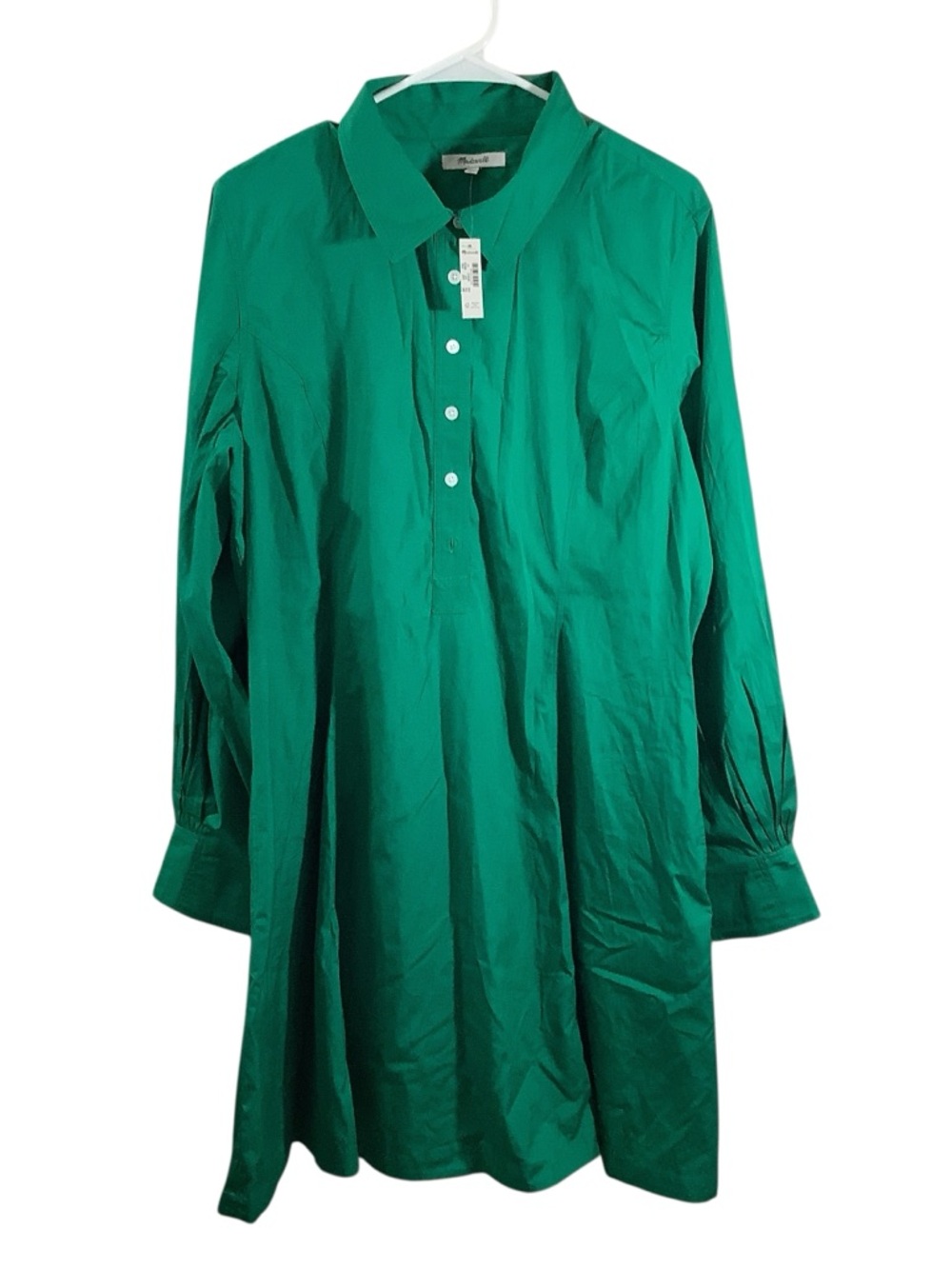 Madewell Green Button-Front Shirt Dress